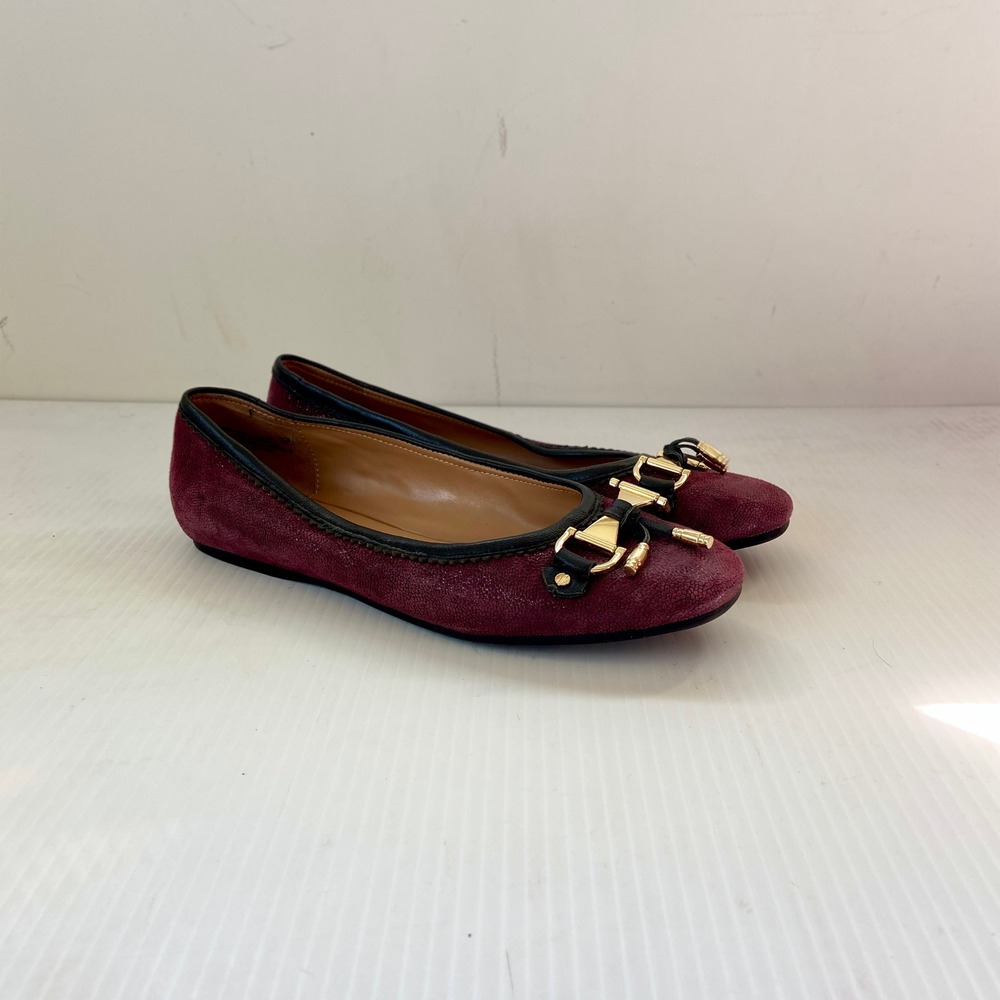 Aerosoles Mint Julep Ballet Flats Purple Wine Snake Print Leather Womens 8M